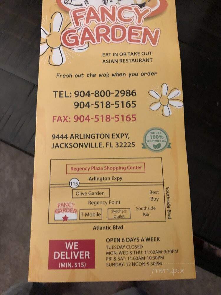 Fancy Garden - Jacksonville, FL menu_pic