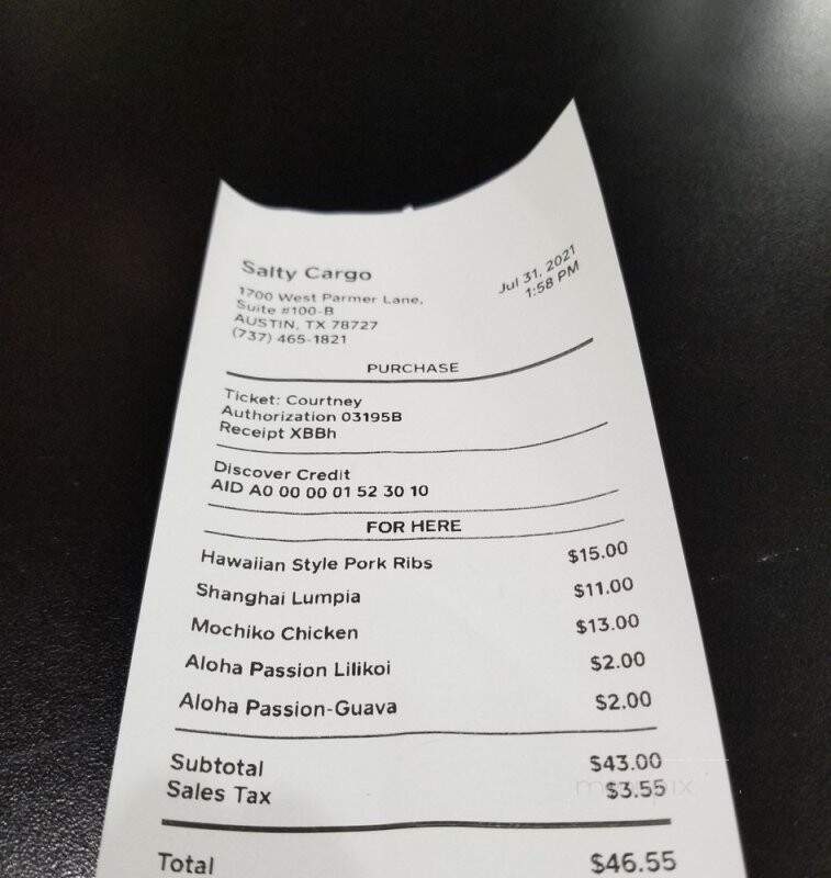Salty Cargo - Austin, TX menu_pic