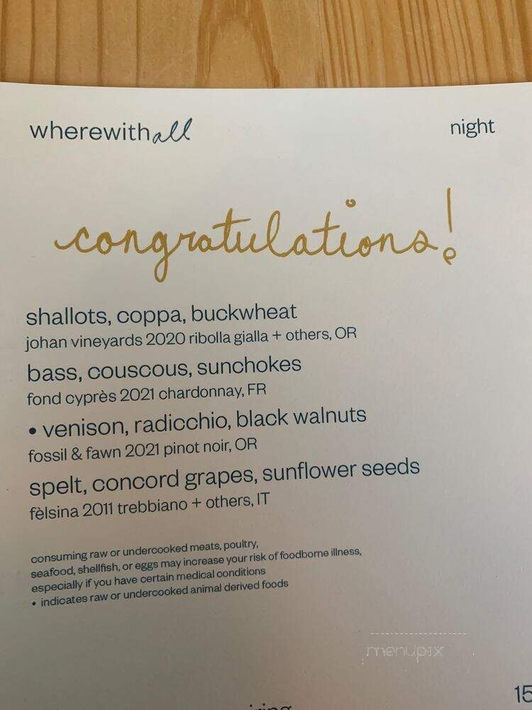 Wherewithall - Chicago, IL menu_pic