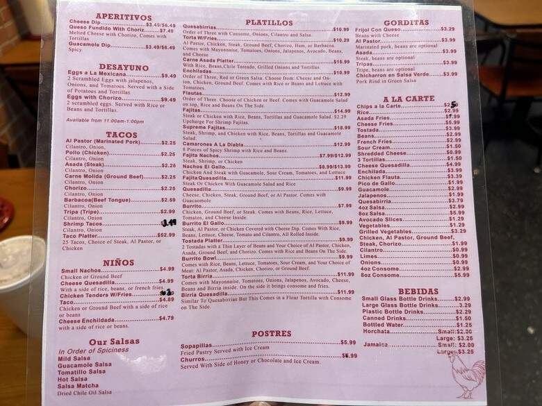 El Gallo Mexican Food - Kansas City, MO menu_pic