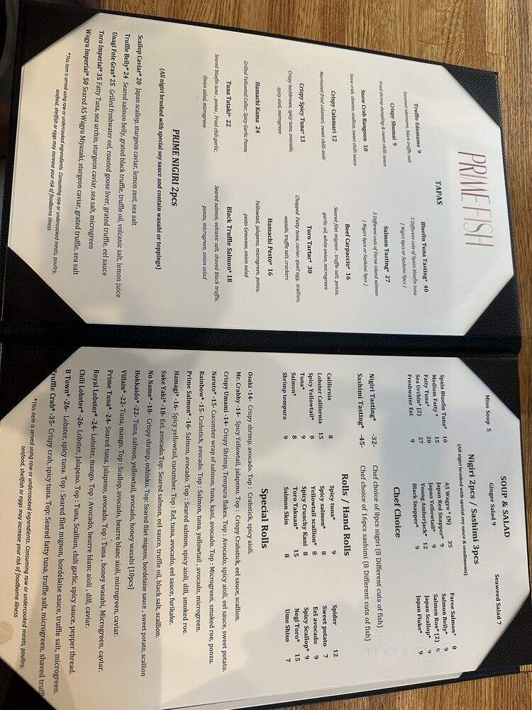 Prime Fish - Charlotte, NC menu_pic