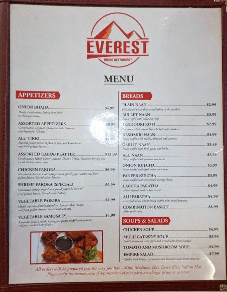 Everest Restaurant - Winchester, VA menu_pic