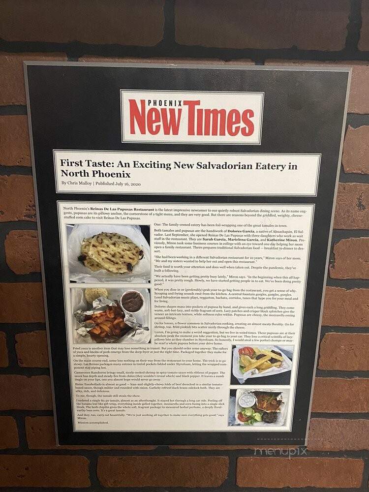 Reinas De Las Pupusas Restaurant - Phoenix, AZ menu_pic