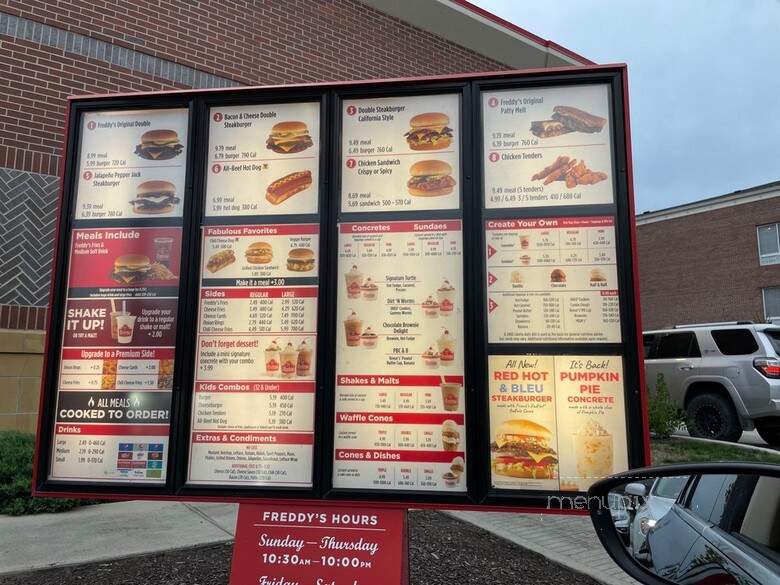 Freddy's Frozen Custard & Steakburgers - Carmel, IN menu_pic