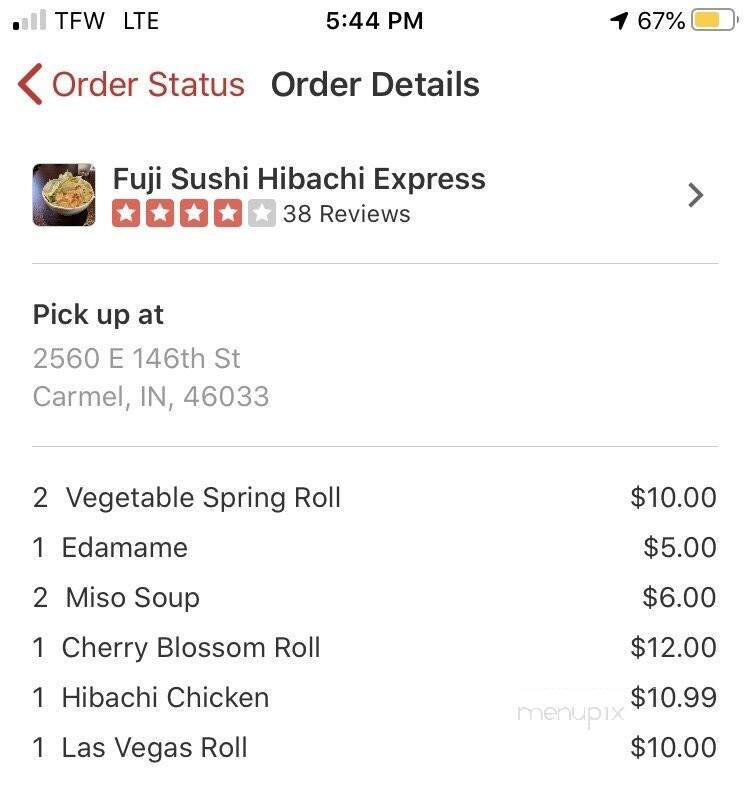 Fuji Sushi Hibachi Express - Carmel, IN menu_pic