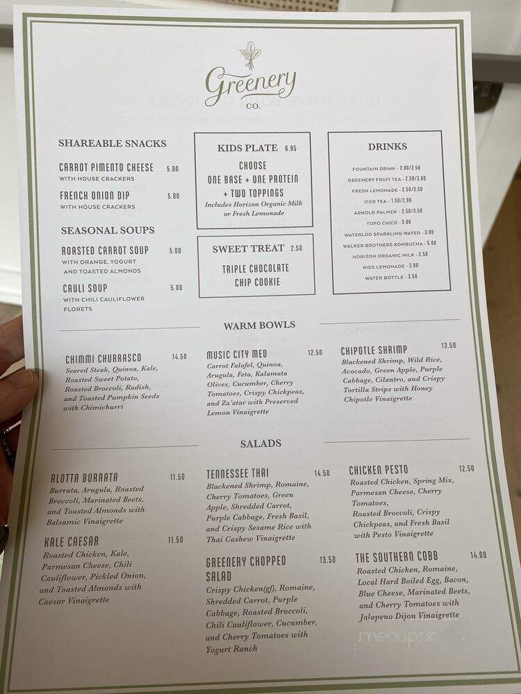 Greenery - Nashville, TN menu_pic