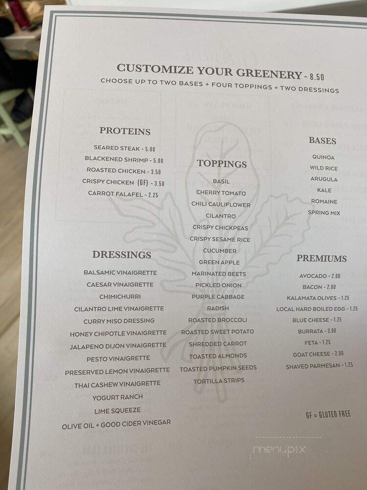 Greenery - Nashville, TN menu_pic