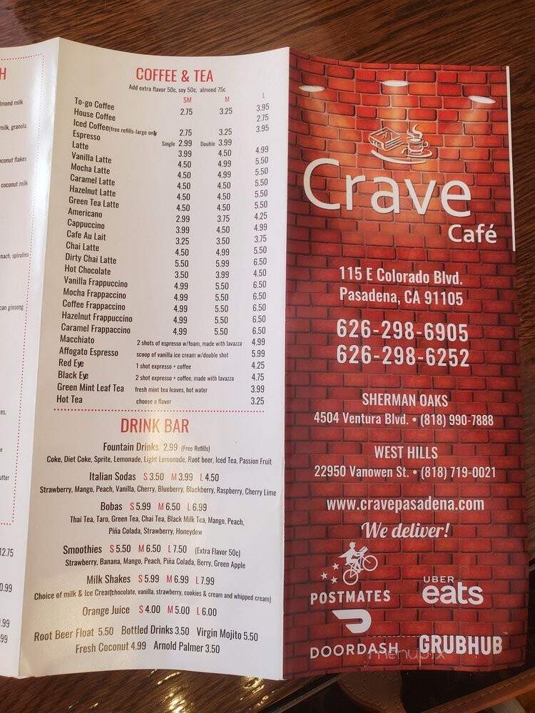 Crave Cafe - Pasadena, CA menu_pic
