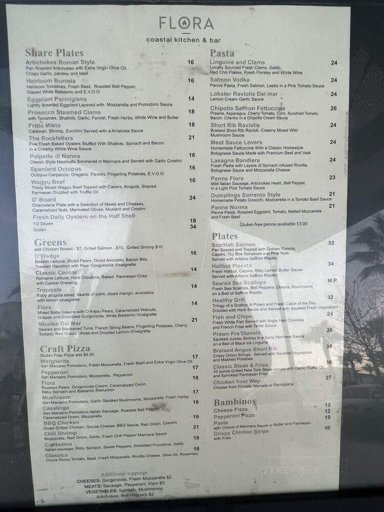 Flora Bar & Kitchen - San Diego, CA menu_pic