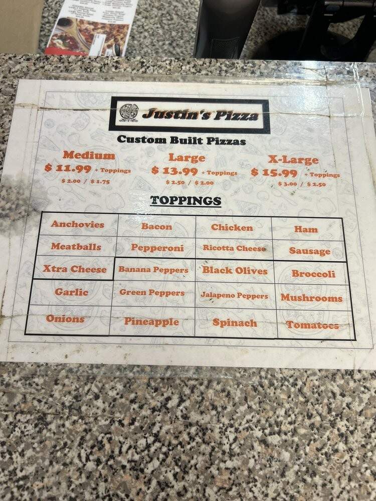 Justin's Pizza - Riverview, FL menu_pic