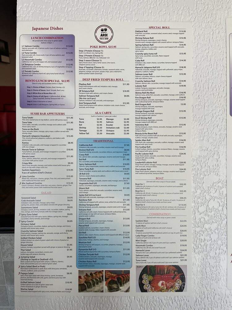 Aroi Thai & Sushi - Lauderhill, FL menu_pic