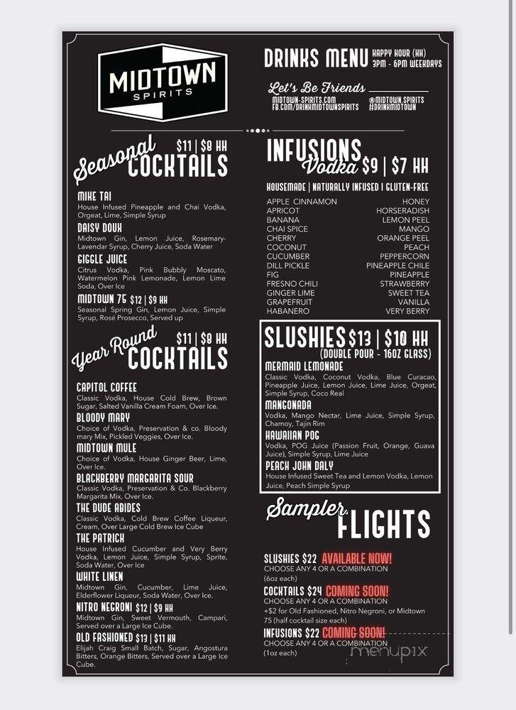 Midtown Spirits - Sacramento, CA menu_pic