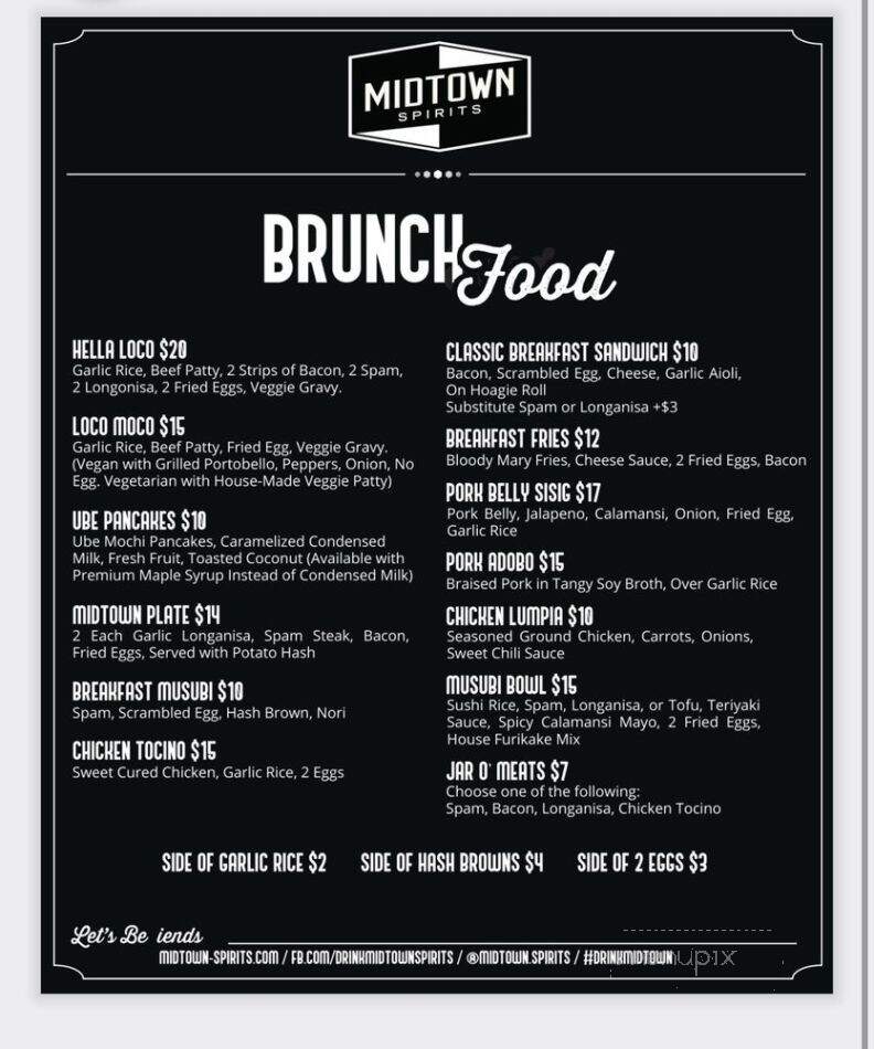 Midtown Spirits - Sacramento, CA menu_pic