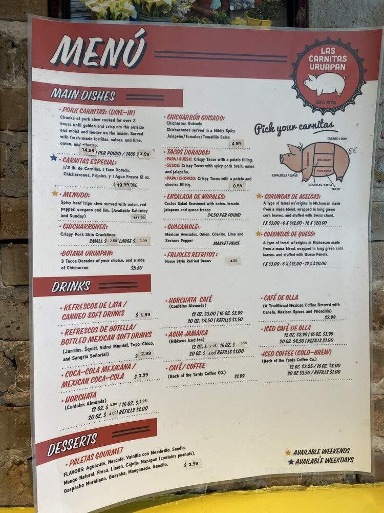 Carnitas Uruapan - Chicago, IL menu_pic