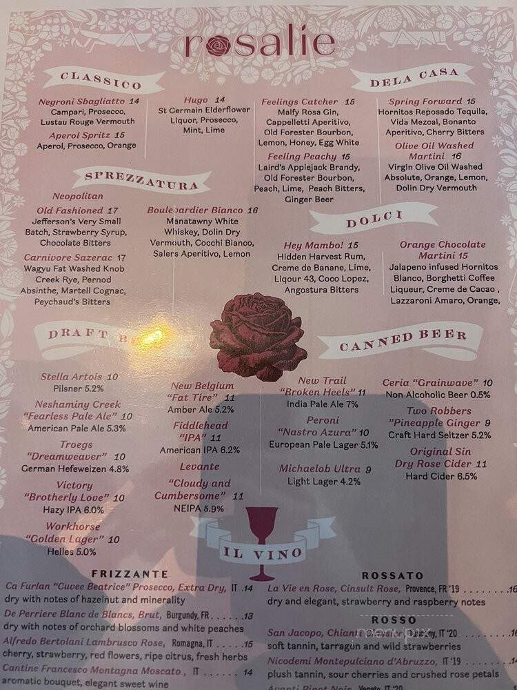 Rosalie - Wayne, PA menu_pic