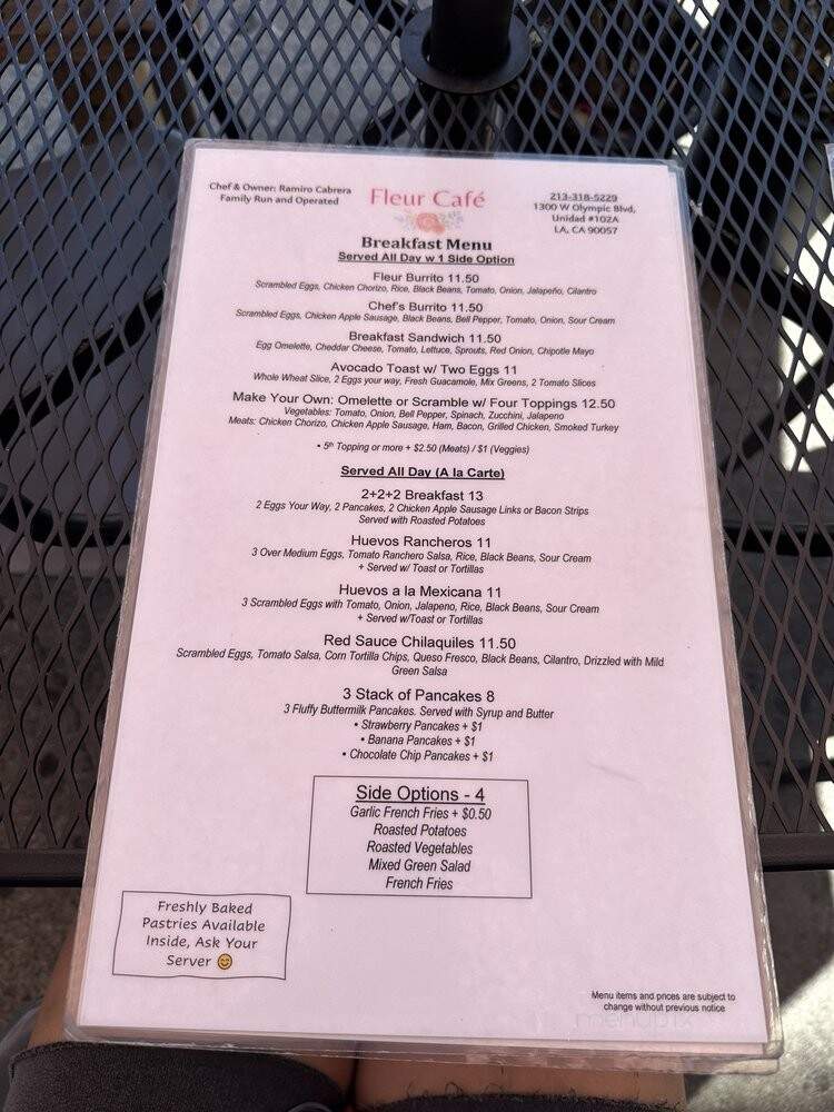 Fleur Cafe - Los Angeles, CA menu_pic