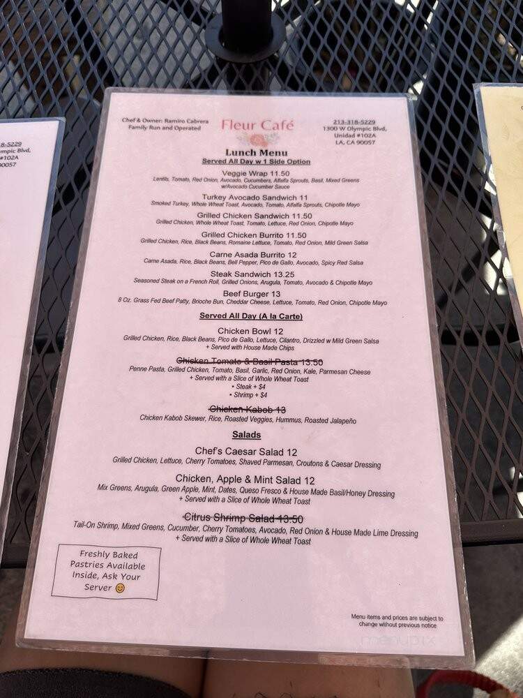 Fleur Cafe - Los Angeles, CA menu_pic
