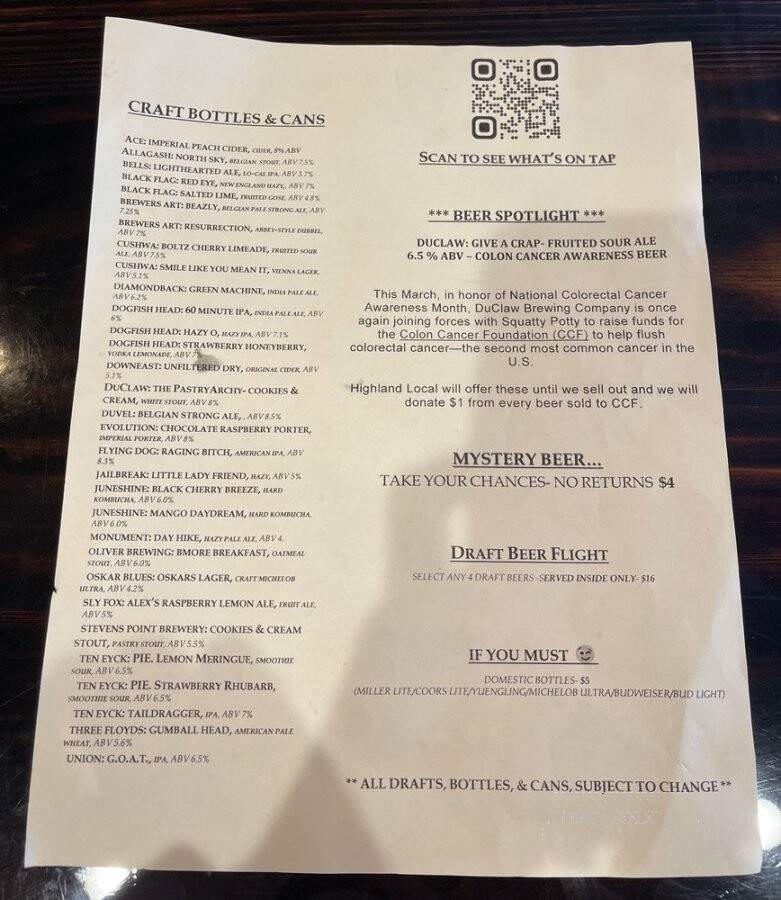 The Brewer's Art Tavern - Clarksville, MD menu_pic