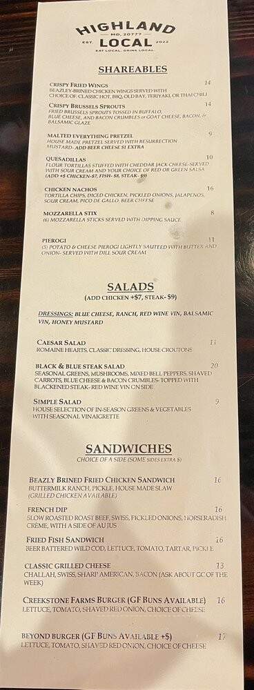 The Brewer's Art Tavern - Clarksville, MD menu_pic
