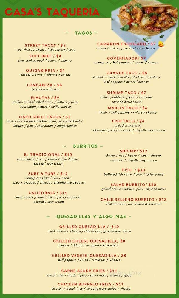 Casa Castillo - San Diego, CA menu_pic