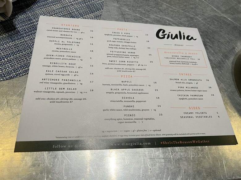 Giulia - Minneapolis, MN menu_pic