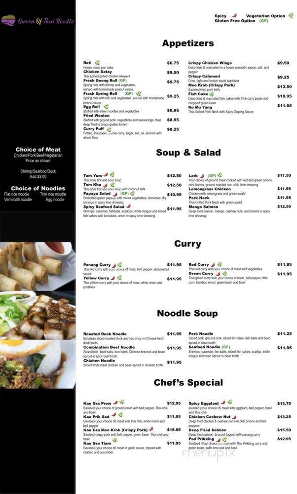 Queen of Thai Noodle - San Jose, CA menu_pic