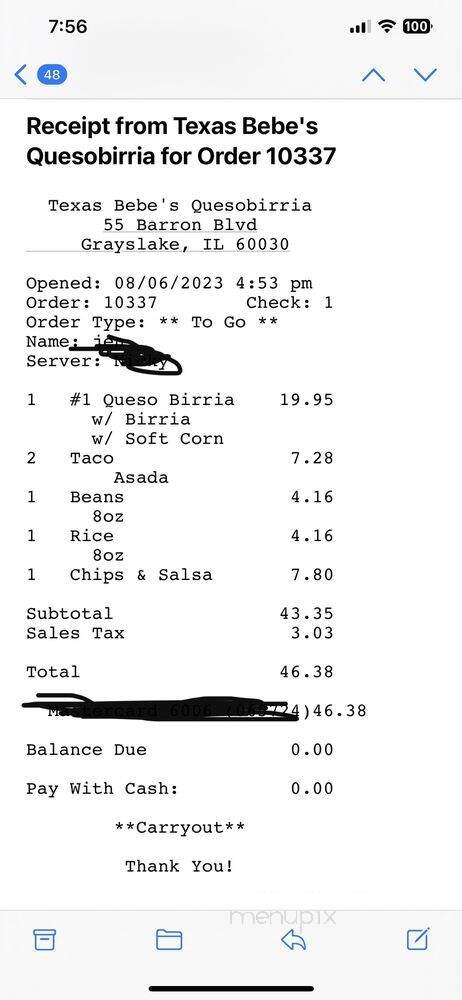 Texas Bebe's Quesobirria - Grayslake, IL menu_pic