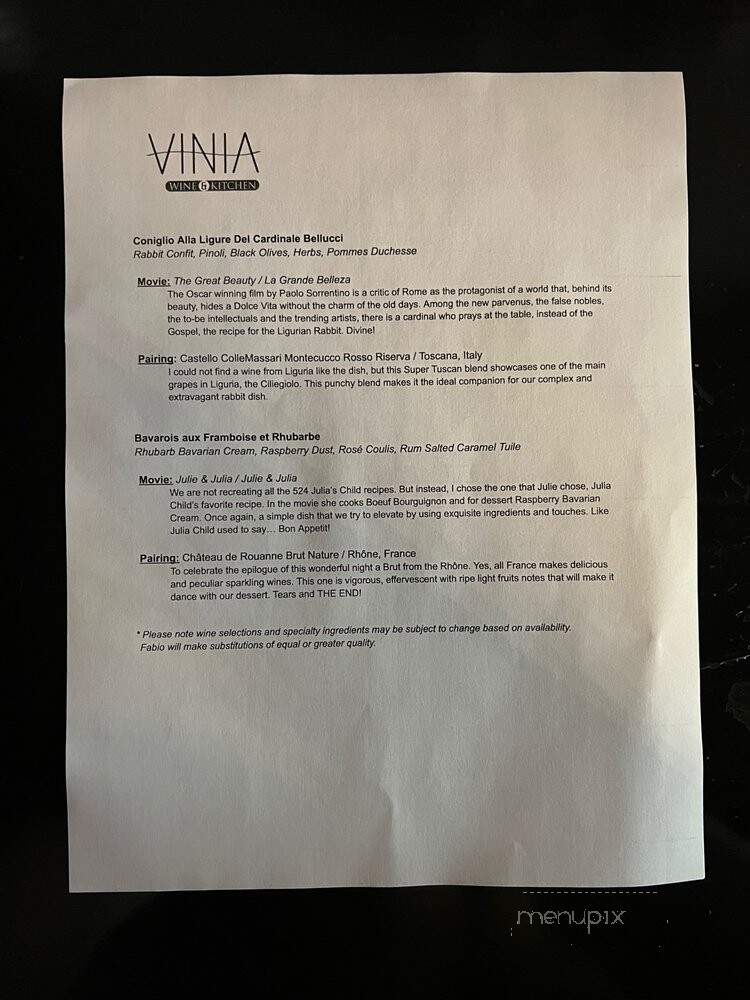 Vinia Wine & Kitchen - Winter Park, FL menu_pic