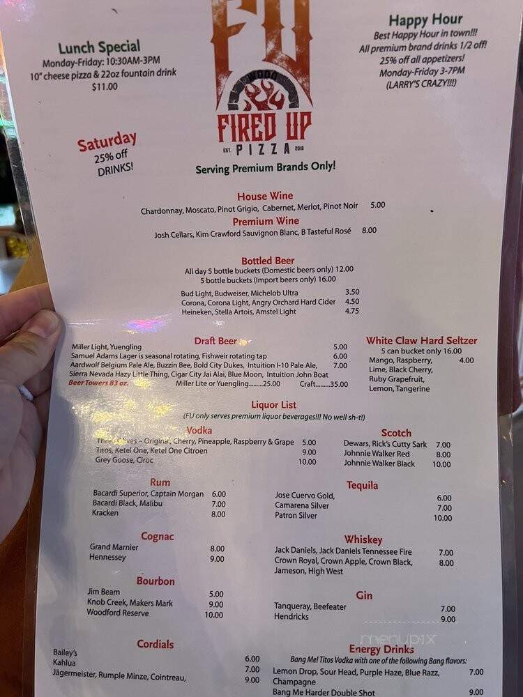 Fired Up Pizza - Jacksonville, FL menu_pic