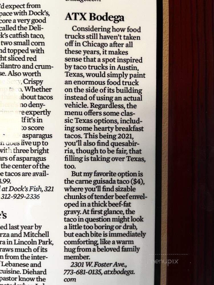 ATX Bodega - Chicago, IL menu_pic
