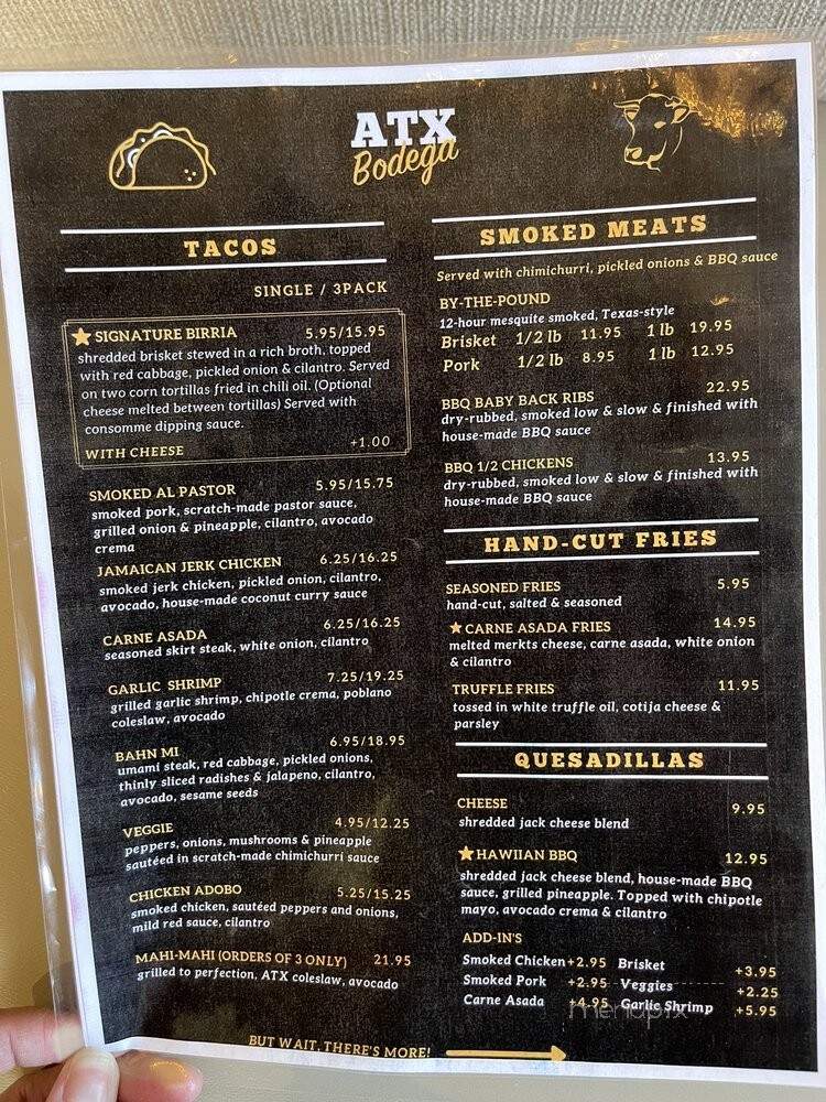 ATX Bodega - Chicago, IL menu_pic