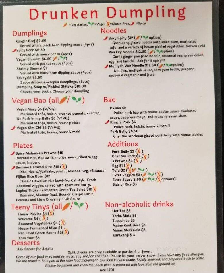 Drunken Dumpling - Chico, CA menu_pic