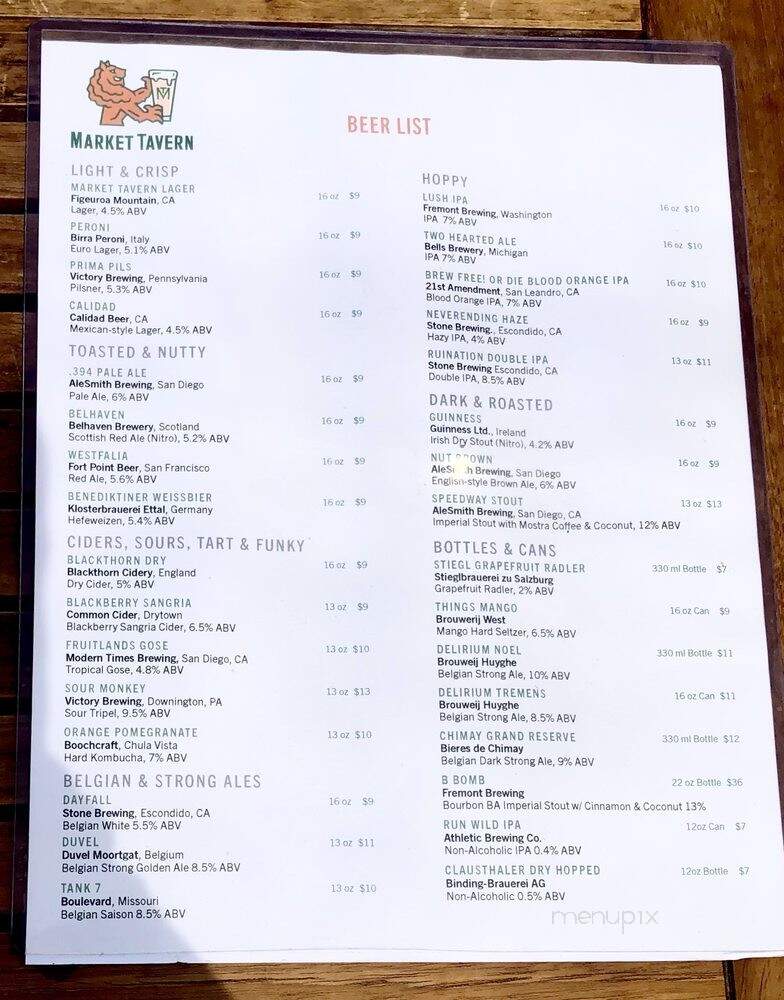 Market Tavern - Los Angeles, CA menu_pic