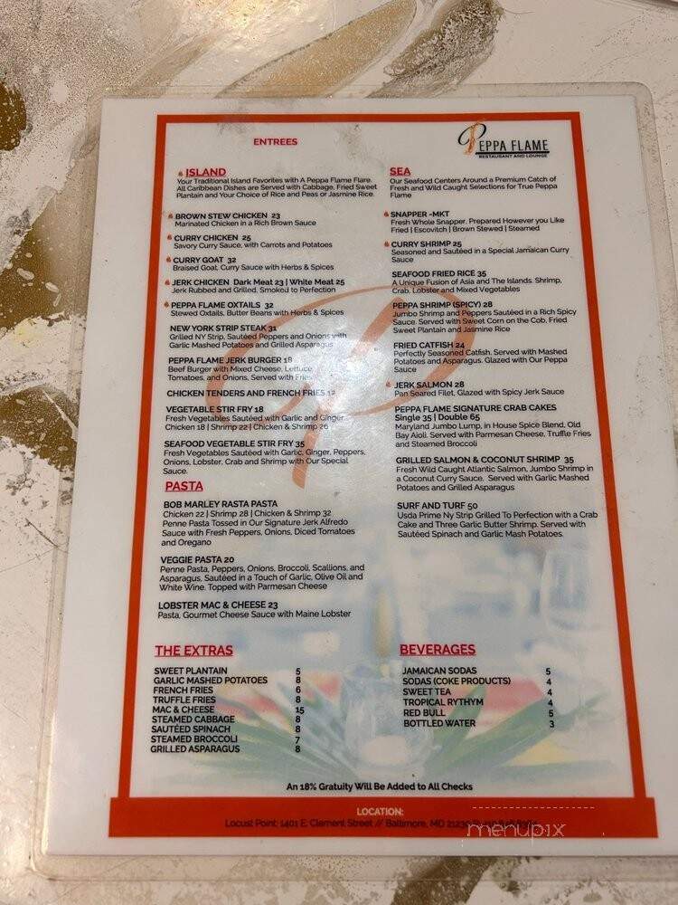 Peppa Flame Restaurant and Lounge - Baltimore, MD menu_pic