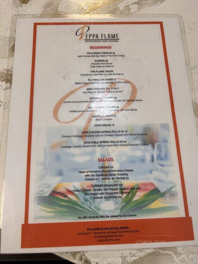 Peppa Flame Restaurant and Lounge - Baltimore, MD menu_pic