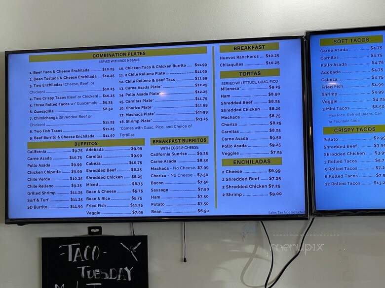 Valerie's Taco Shop - Carlsbad, CA menu_pic