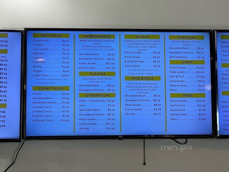 Valerie's Taco Shop - Carlsbad, CA menu_pic