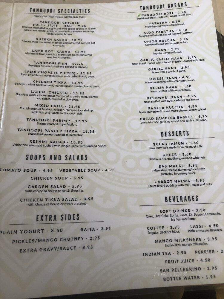 Mantra Indian Cuisine - Metairie, LA menu_pic