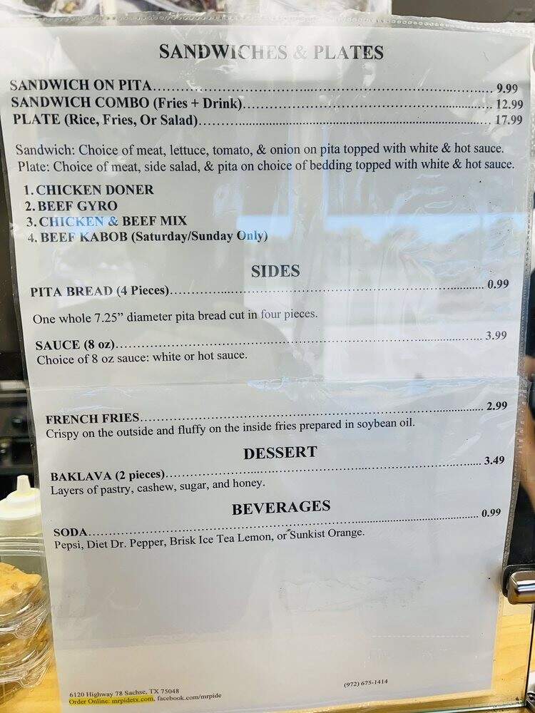 Mr. Pide - Sachse, TX menu_pic
