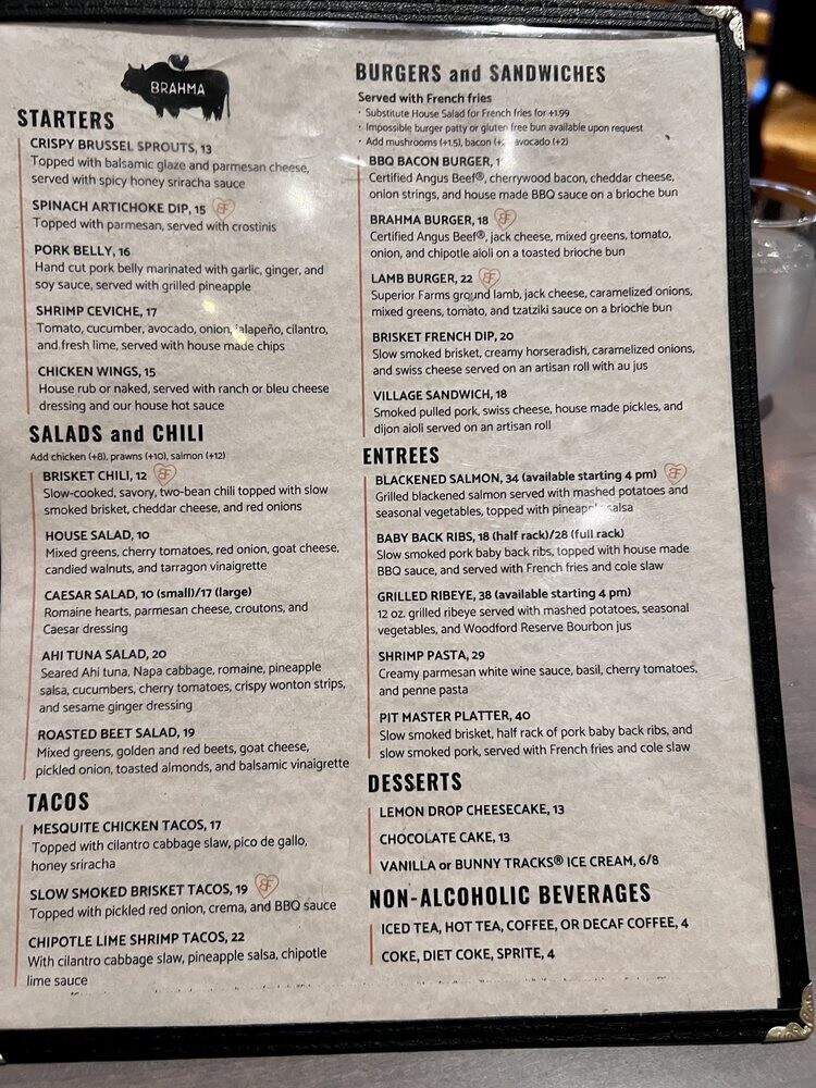 Brahma Bar and Grill - Fair Oaks, CA menu_pic