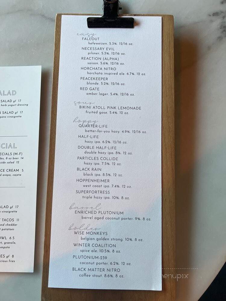 Manhattan Project Beer Company - Dallas, TX menu_pic