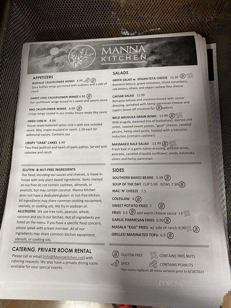 Manna Kitchen - Lisle, IL menu_pic