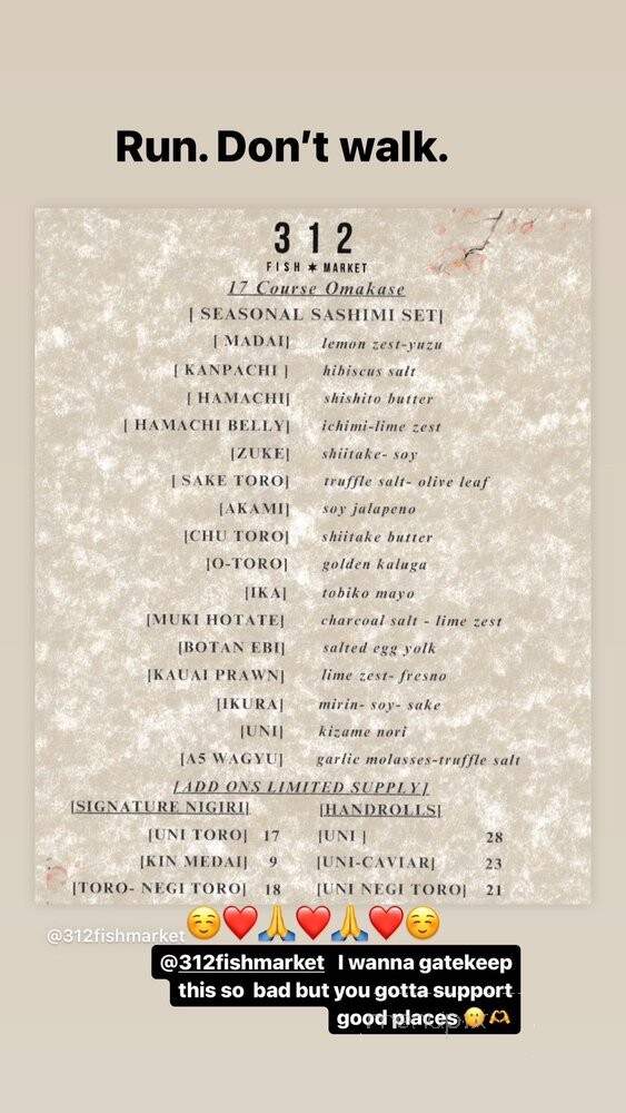 312 Fish Market - Chicago, IL menu_pic