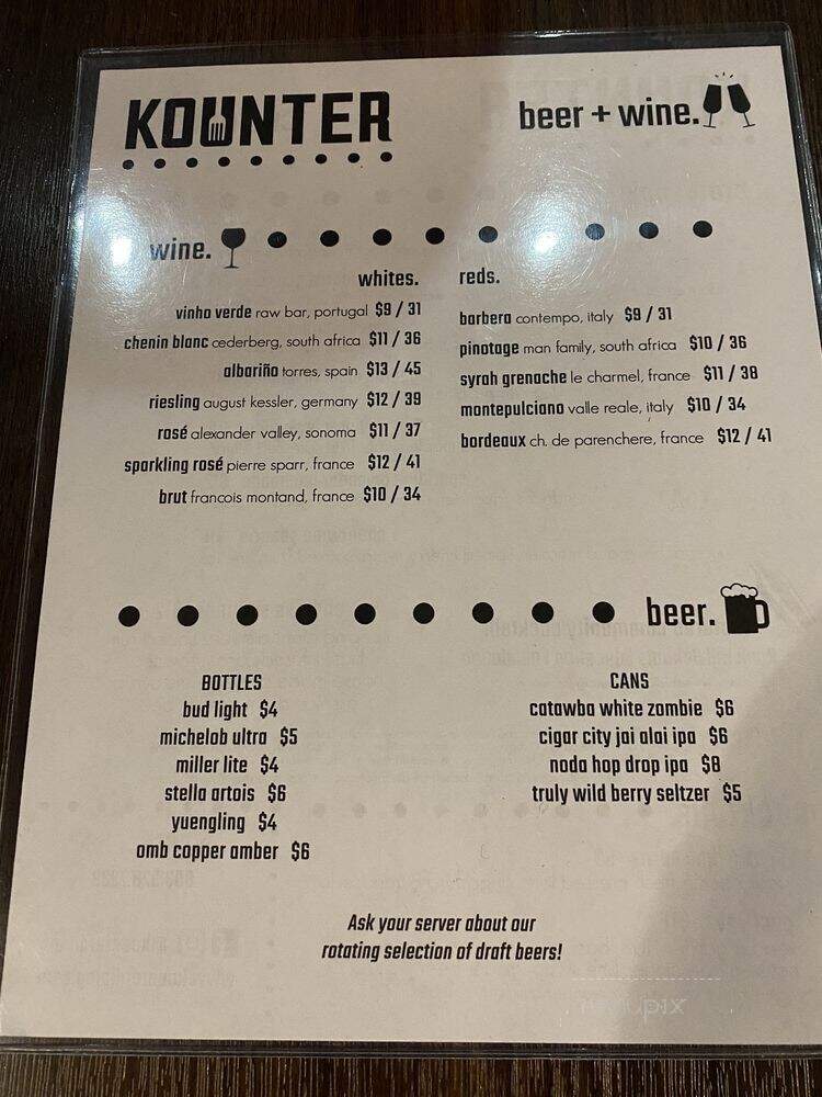 Kounter - Rock Hill, SC menu_pic