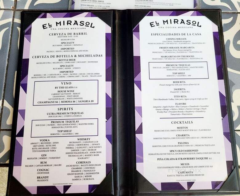 El Mirasol - San Antonio, TX menu_pic