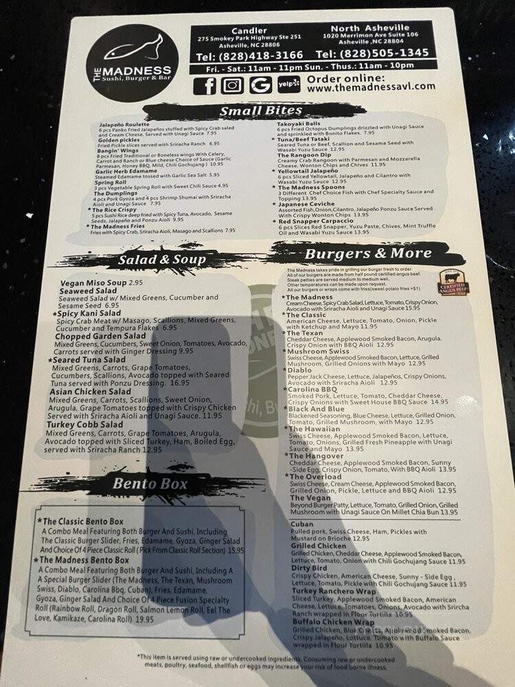 The Madness - Asheville, NC menu_pic
