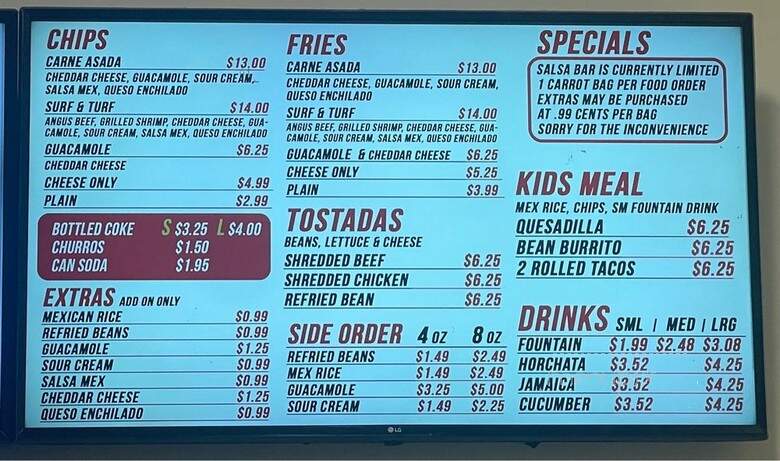 Valerie's taco shop - Oceanside, CA menu_pic
