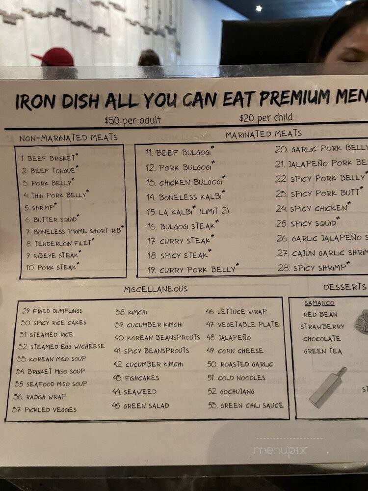 Iron Dish Korean BBQ - Charlotte, NC menu_pic
