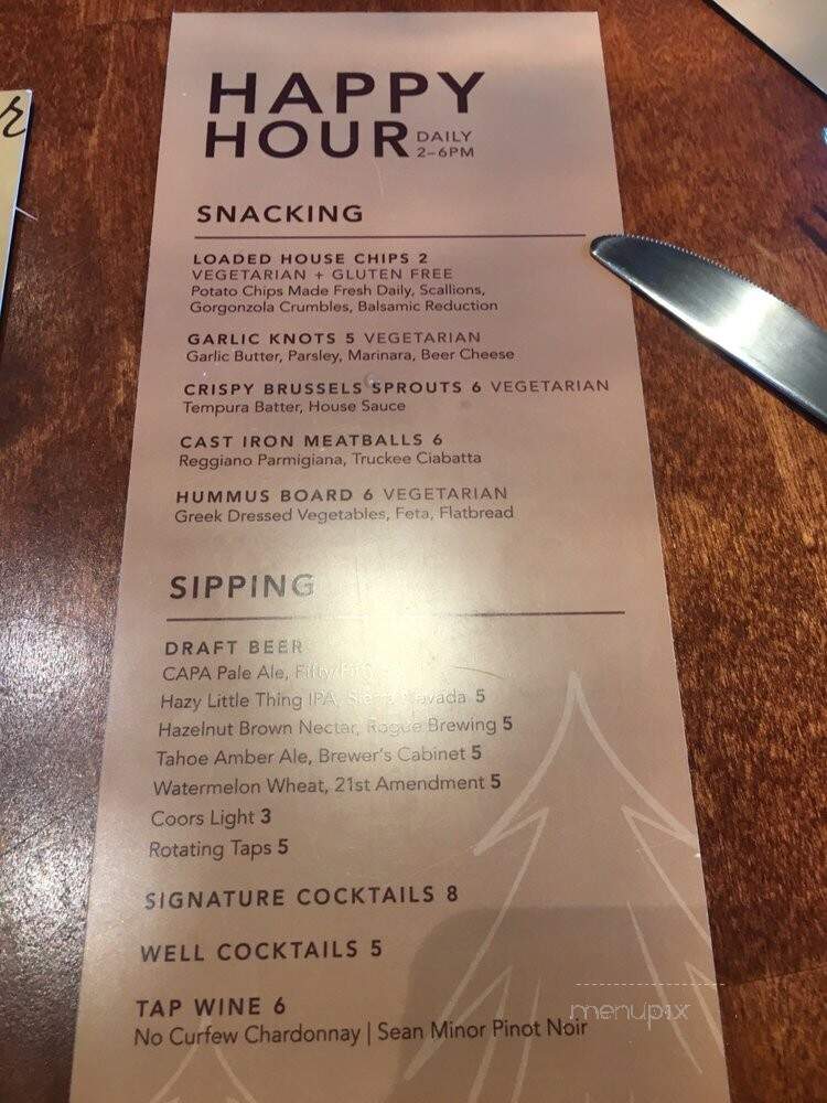 The Sawyer - Truckee, CA menu_pic