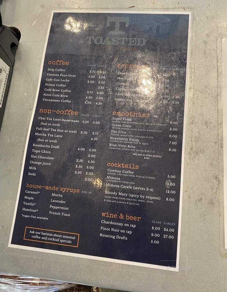 Toasted Coffee + Kitchen - Fort Worth, TX menu_pic
